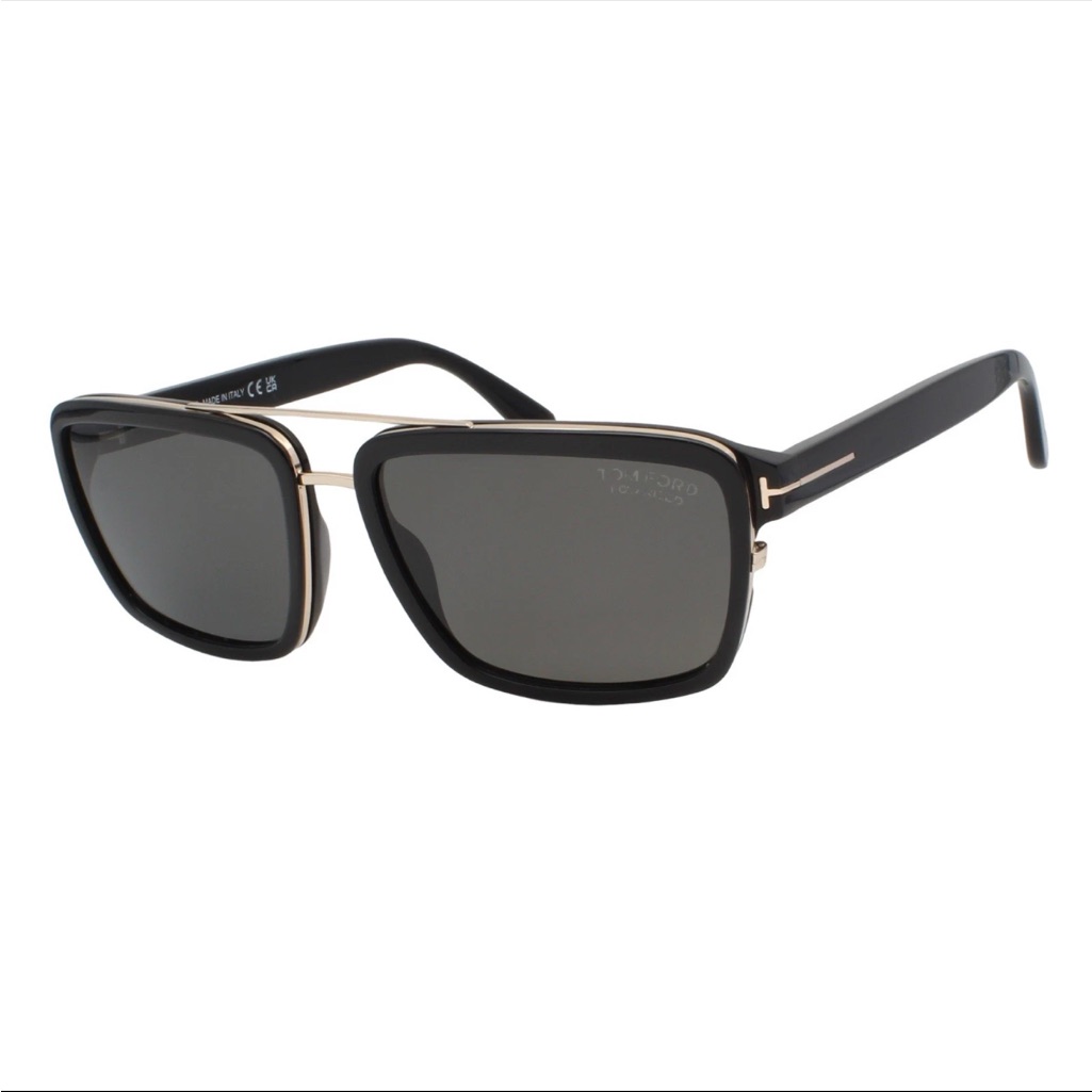 Tom Ford Anders Ft 780 01d Shiny Black Gold Polarized Sunglasses 58-17-140 Wcase